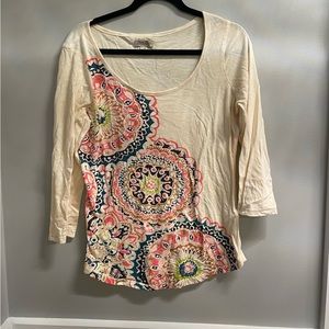 Lucky brand women’s size medium, bohemian pattern, mid sleeve